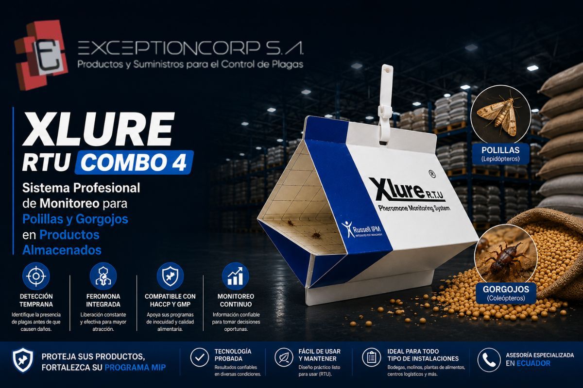 XLURE RTU COMBO 4: Sistema Profesional de Monitoreo para Polillas y Gorgojos en Productos Almacenados